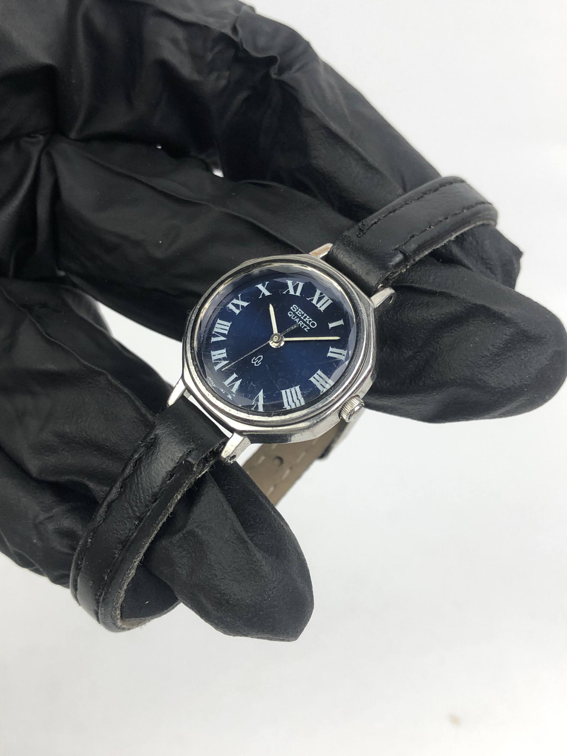 SEIKO 3421-0020 QUARTZ BLUE ROMAN DIAL FACETED GLASS - Gambar 3