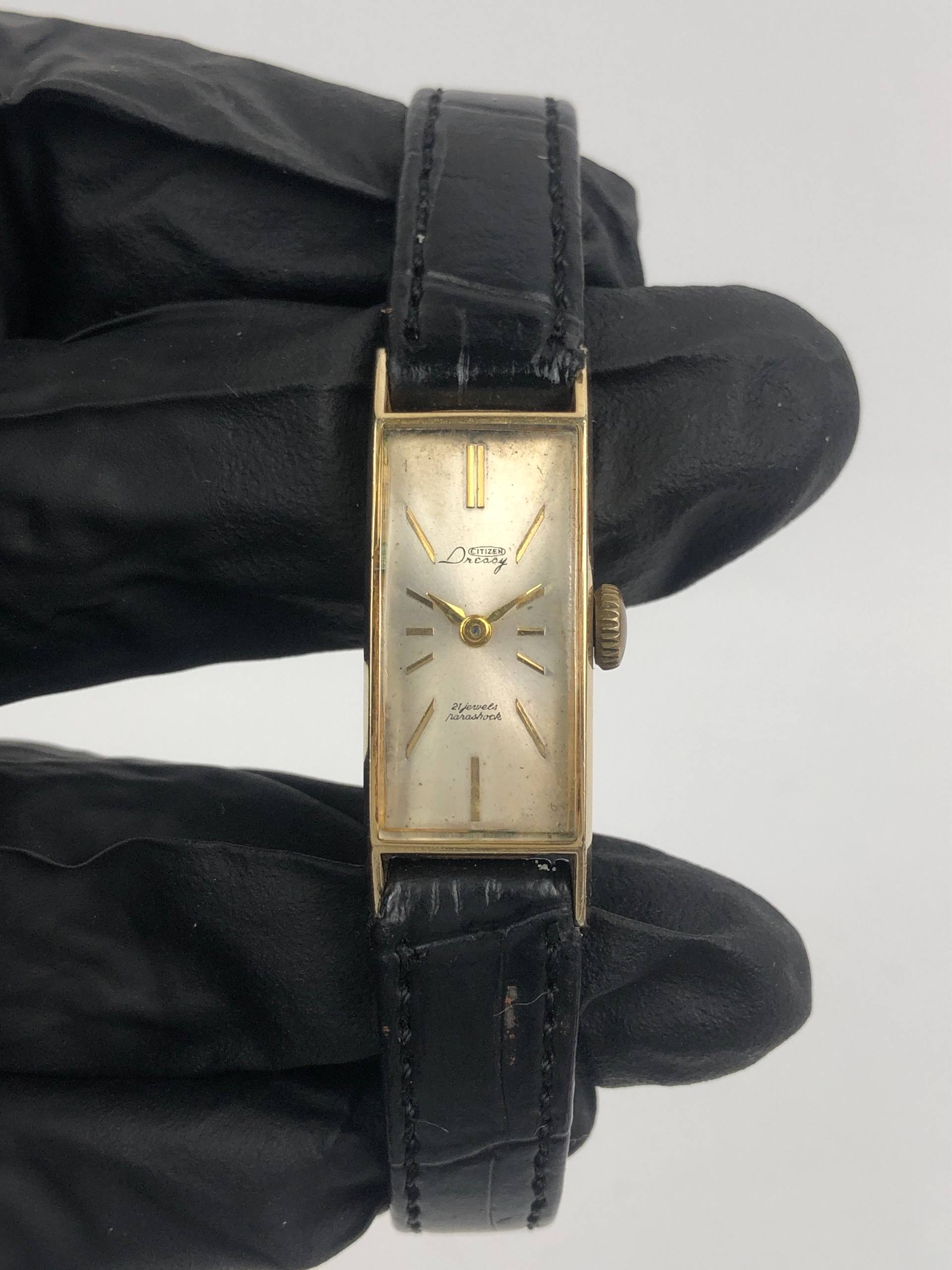 VINTAGE CITIZEN DRESSY 14K 50MICRON GOLD ORIGINAL - Gambar 2