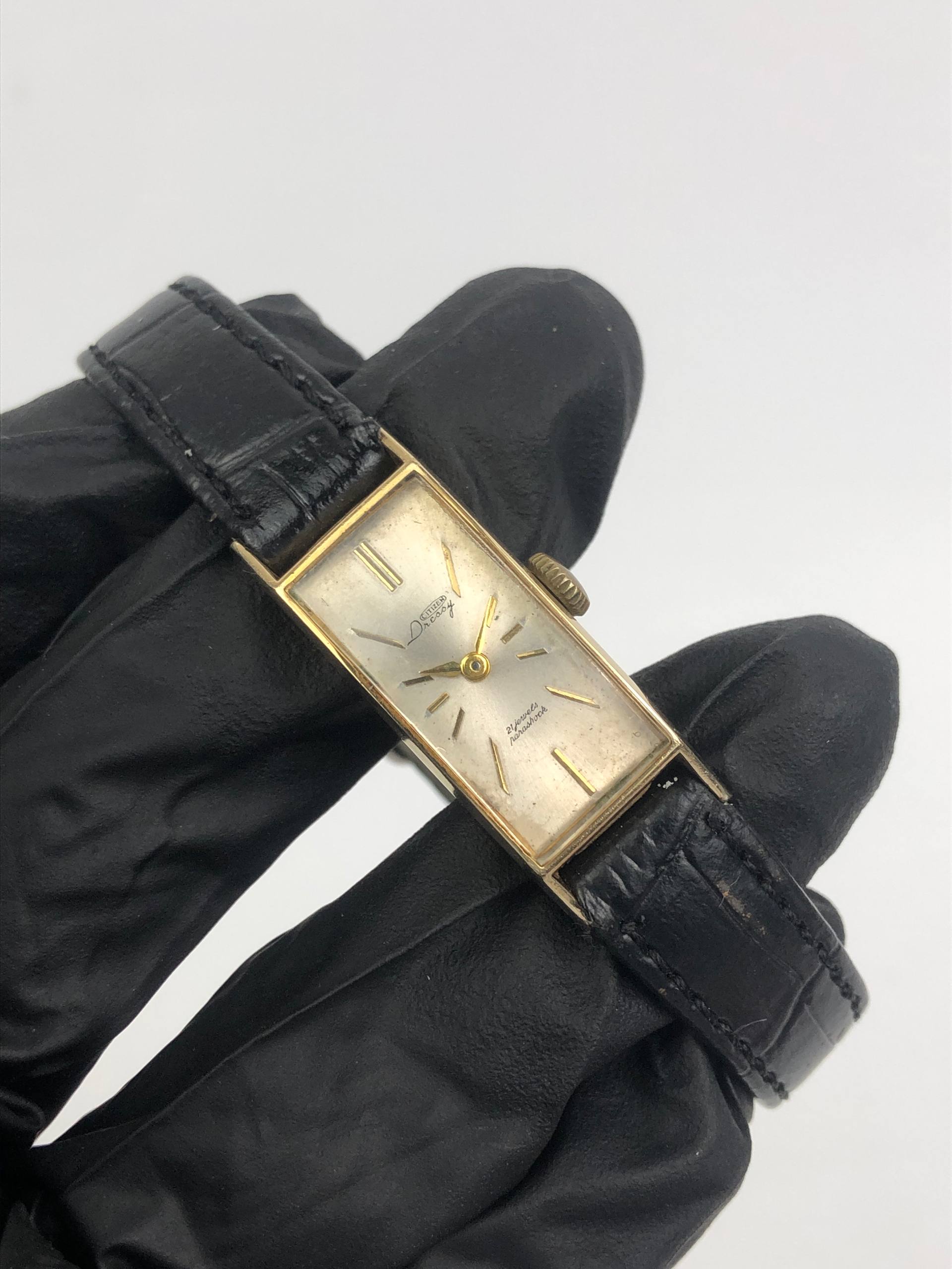 VINTAGE CITIZEN DRESSY 14K 50MICRON GOLD ORIGINAL - Gambar 4