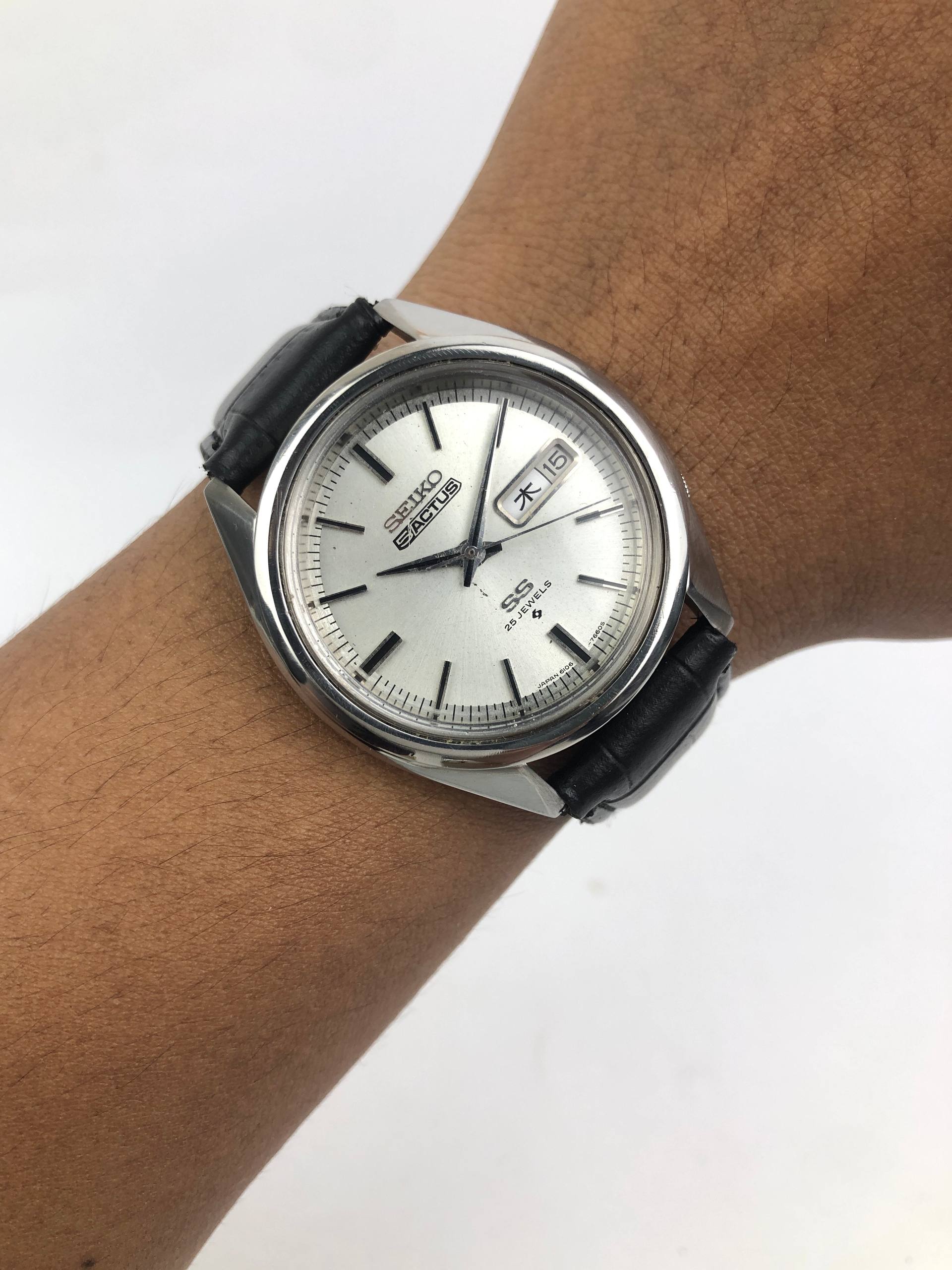 SEIKO5 6106-7510 ACTUS STOP SECOND WITH GRID INNER DIAL DAYDATE