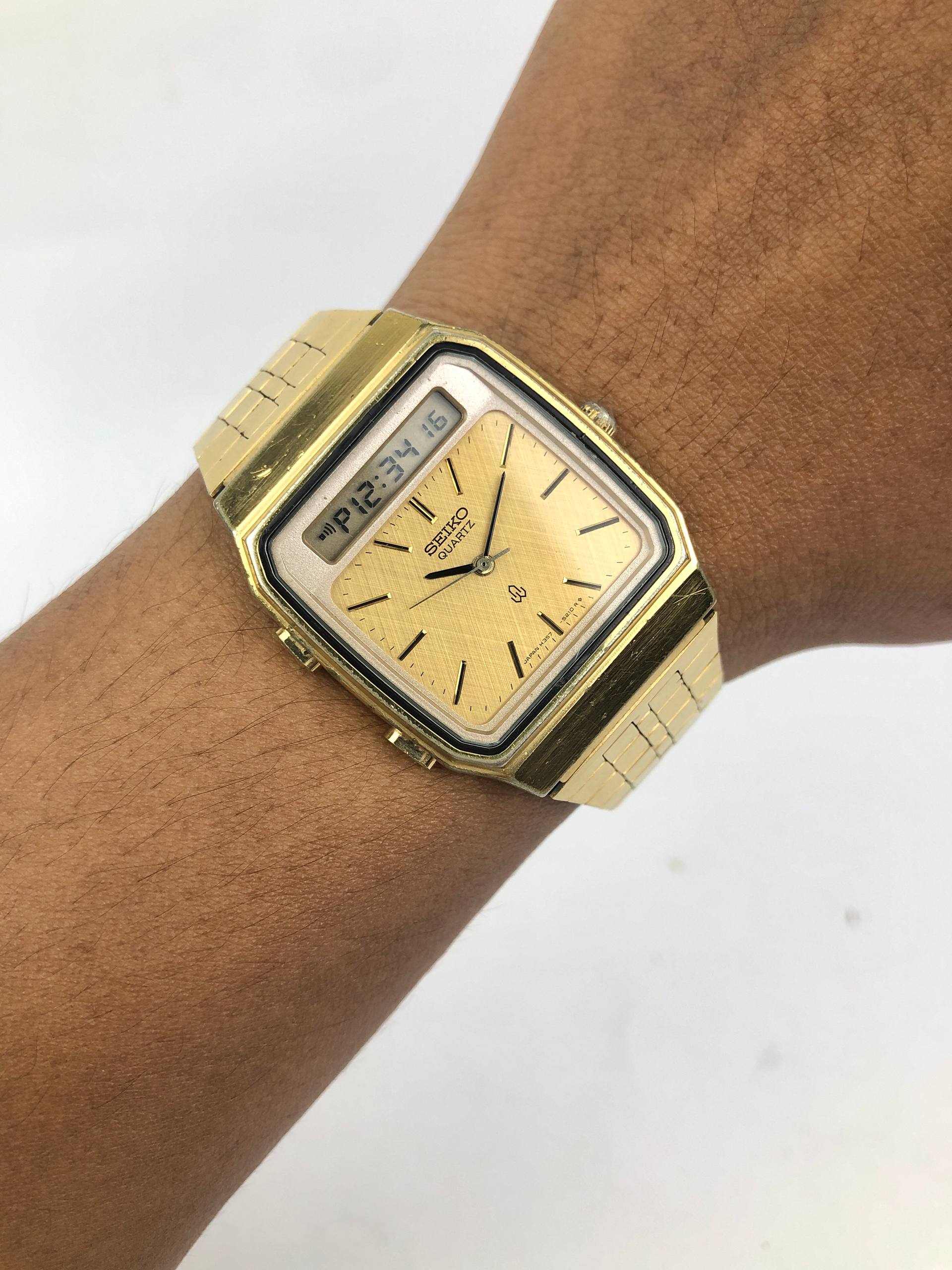 SEIKO H357-5000 JDM ANADIGI GOLD CASE ALL ORIGINAL