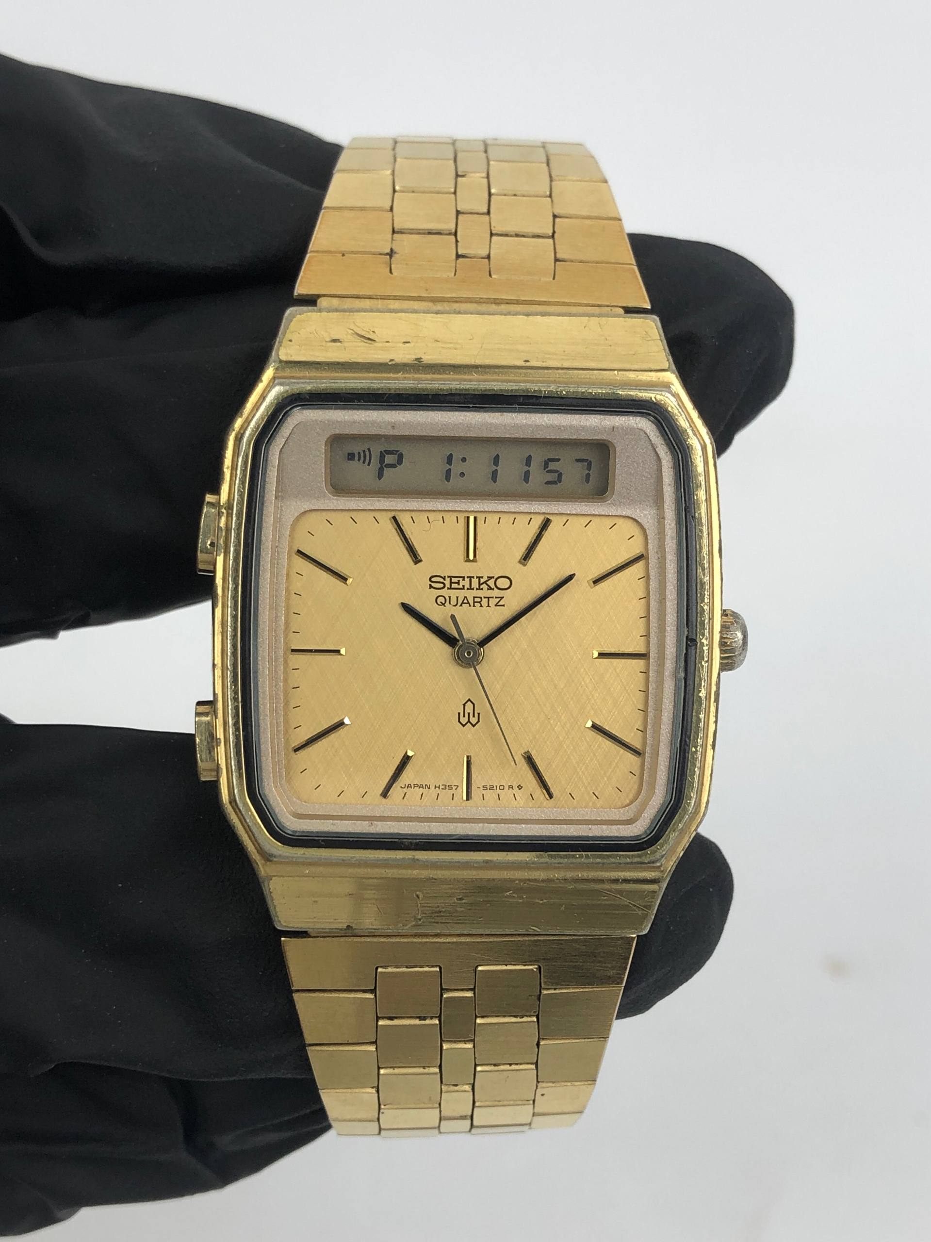 SEIKO H357-5000 JDM ANADIGI GOLD CASE ALL ORIGINAL - Gambar 2